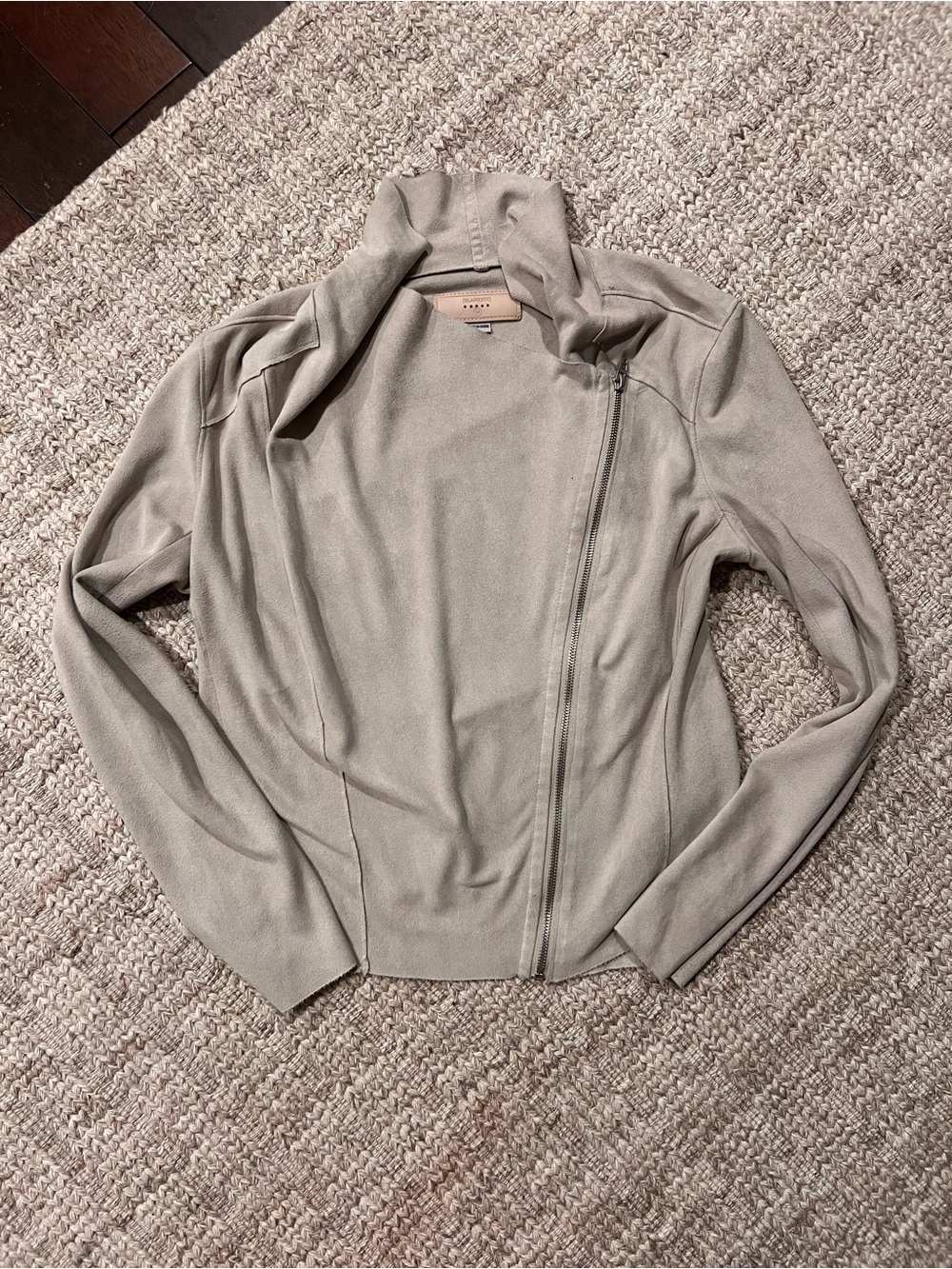 Blank NYC Light Taupe Asymmetrical Zip Leather Jacket